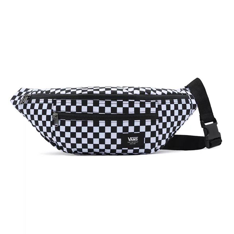 Vans Ward Crossbody övtáska fekete-fehér kockás mintával, nagy űrtartalommal és több rekesszel