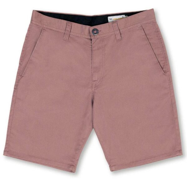 VOLCOM FRICKIN MODERN STRETCH SHORT chino rövidnadrág - Mályva színű, oldalsó és hátsó zsebekkel, 19 hüvelykes hossz.