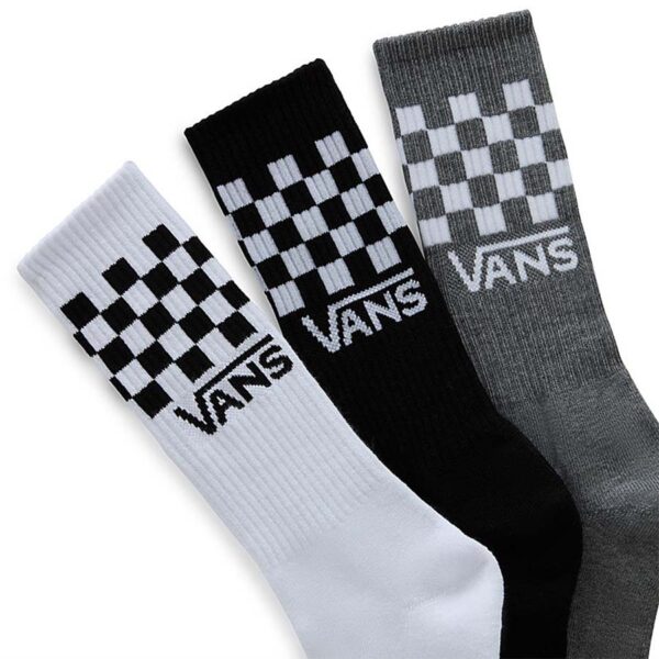 Vans Classic Check Crew zokni 3 pár black white grey