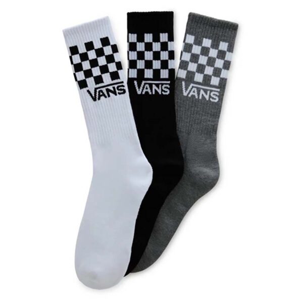 Vans Classic Check Crew zokni 3 pár black white grey