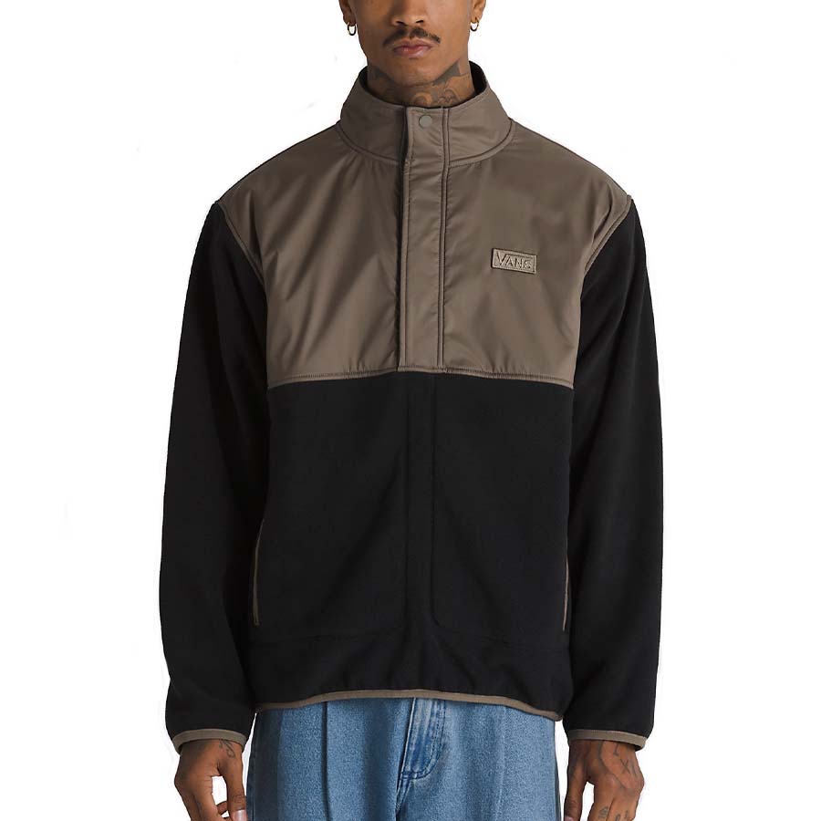 Két tónusú Ranford Polar Fleece Loose Half-Zip Pulóver, bal mellkason hímzett Vans logóval.