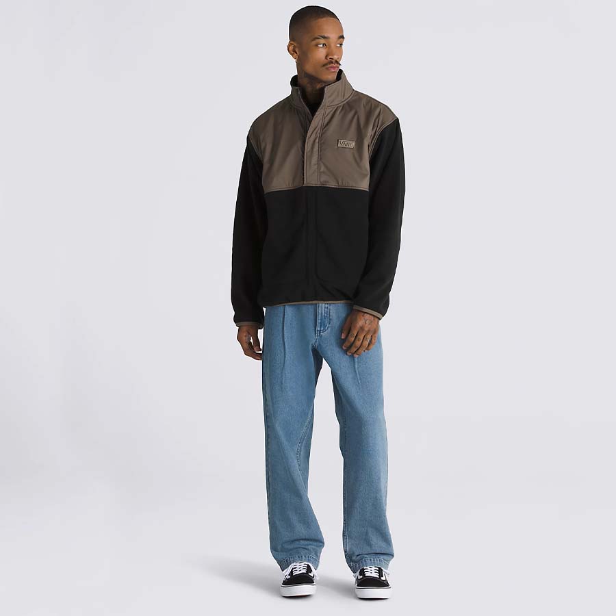 Két tónusú Ranford Polar Fleece Loose Half-Zip Pulóver, bal mellkason hímzett Vans logóval.