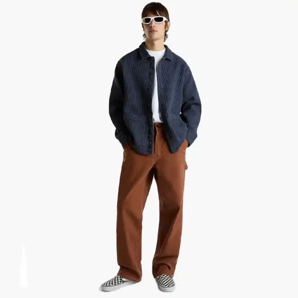 Vans Maywood Dobby Shacket kabát, pamut dobby anyag, geometriai mintázat, két rétegű kézmelegítő zsebek, szövött Vans címke.