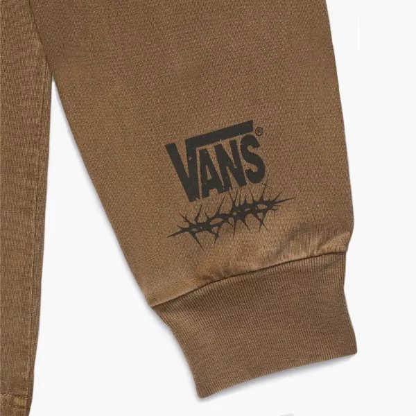 Vans MTE Goshawk hosszú ujjú póló, organikus pamut anyag, vintage hatású overdye mosás, szitanyomott grafikák. barna szín.