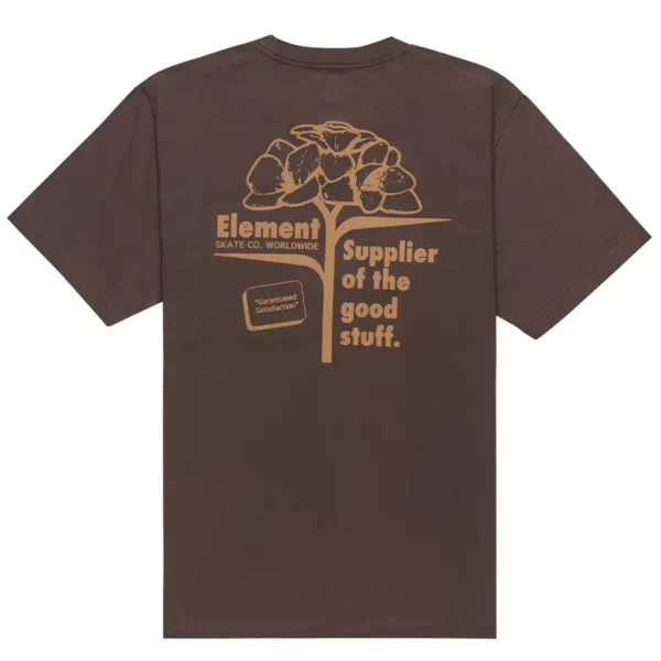 Element Supplier póló – barna színben - organikus pamut, szitanyomott hátoldali logó, laza viselet.