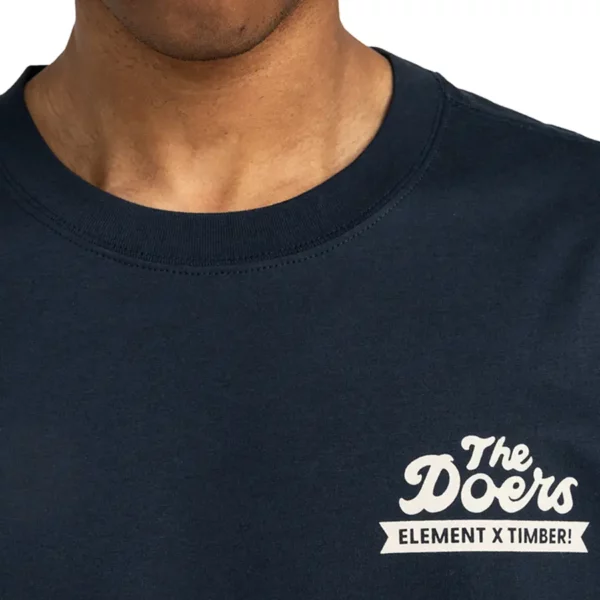 Element Timber Carry póló kék színben - organikus pamut, egyedi grafika elől és hátul, kényelmes viselet.