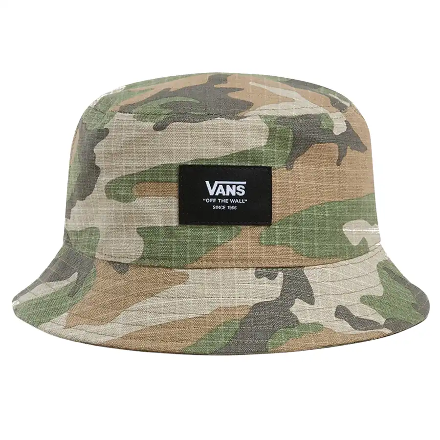 Vans Patch Bucket Hat – 100% pamutból készült, strapabíró és kényelmes kalap szövött Vans logóval. Koptatott terep színben
