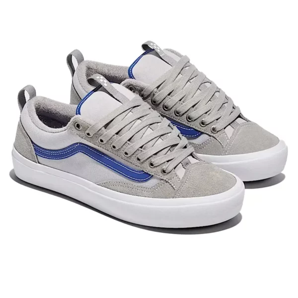 Vans Skate Old Skool 36+ grey blue - szürke színű cipő kék stripe logoval. Gördeszkás cipő – ikonikus stílus modern frissítésekkel.