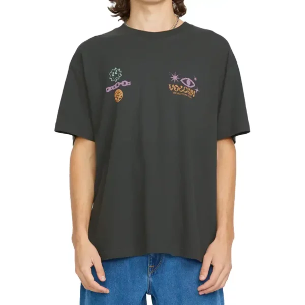 Volcom x Filip Rygalski szürke póló egyedi grafikával és laza szabással