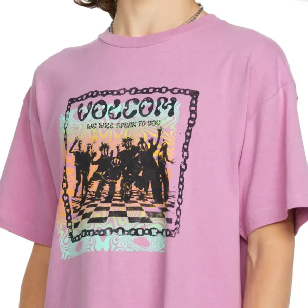 Volcom x Filip Rygalski lila póló egyedi grafikával és laza szabással