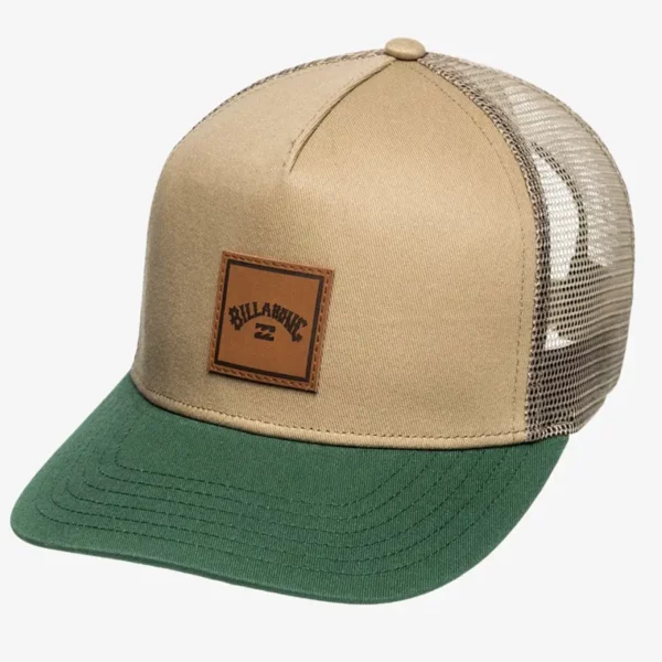 Billabong Stacked Trucker sapka khaki színben, műbőr logóval és állítható hátsó pánttal