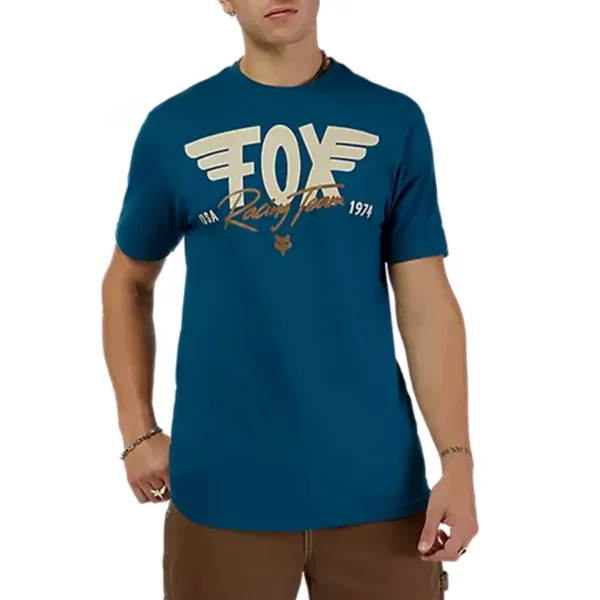 Fox Winged premium póló twilight blue színben, szitanyomott grafikával, prémium pamut anyagból kék színben