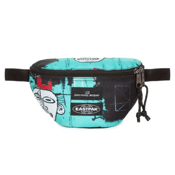 Eastpak x Jean-Michel Basquiat Springer övtáska, fekete alapon színes grafikai elemekkel
