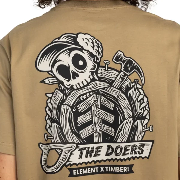 Element Timber Icon póló khaki színben - organikus pamut, egyedi grafika elől és hátul, kényelmes viselet.