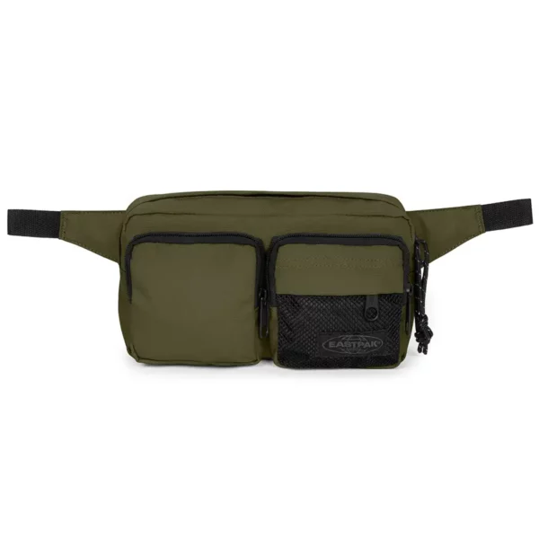Eastpak Double crossbody övtáska – oliva zöld, fekete színű, két elülső zsebbel és állítható pánttal