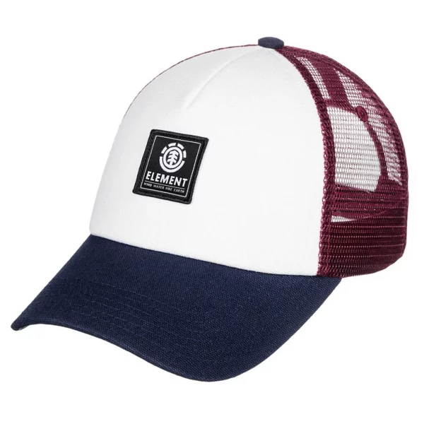 Element Icon Mesh trucker sapka hajlított simlivel, vastag vászon pamut anyagból, nagy Element logóval és állítható csatos kialakítással. vintage red színben.