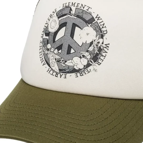 Element Yield trucker sapka hajlított simlivel, poliészter anyagból, nagy Element logóval és állítható csatos kialakítással.barna, khaki,oliva színben.