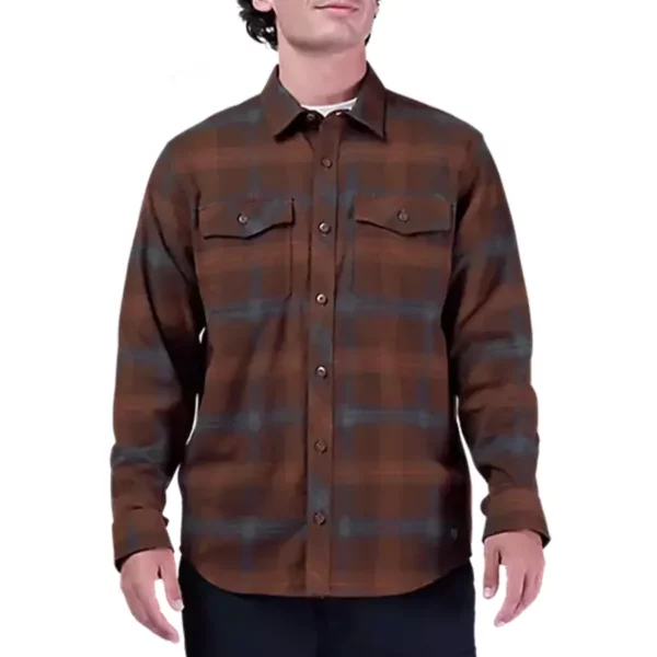Fox Survivalist Core Flannel LS ing sötétbarna színben, prémium pamutból, gombos záródással
