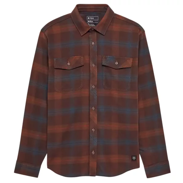 Fox Survivalist Core Flannel LS ing sötétbarna színben, prémium pamutból, gombos záródással