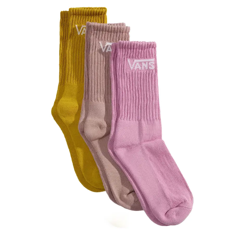 Vans Classic Crew 3 pár zokni pink dawn - rózsaszín, okkersárga és mályva színben.