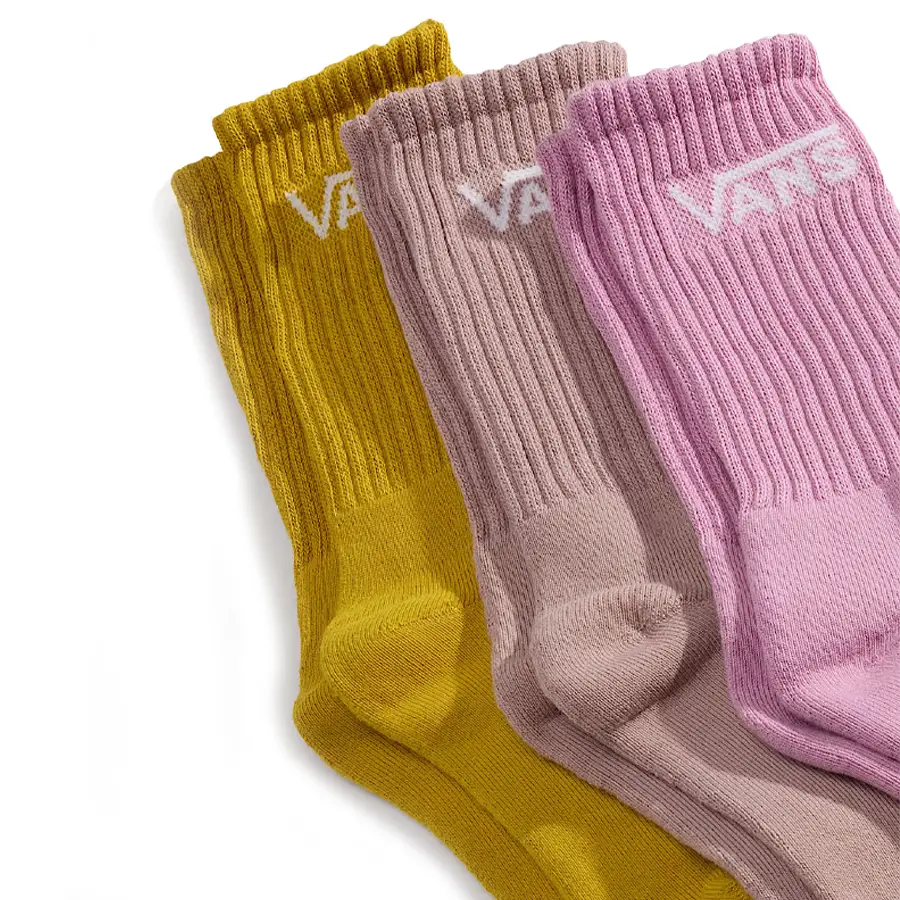 Vans Classic Crew 3 pár zokni pink dawn - rózsaszín, okkersárga és mályva színben.