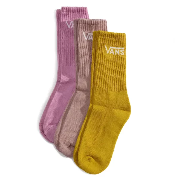 Vans Classic Crew 3 pár zokni pink dawn - rózsaszín, okkersárga és mályva színben.