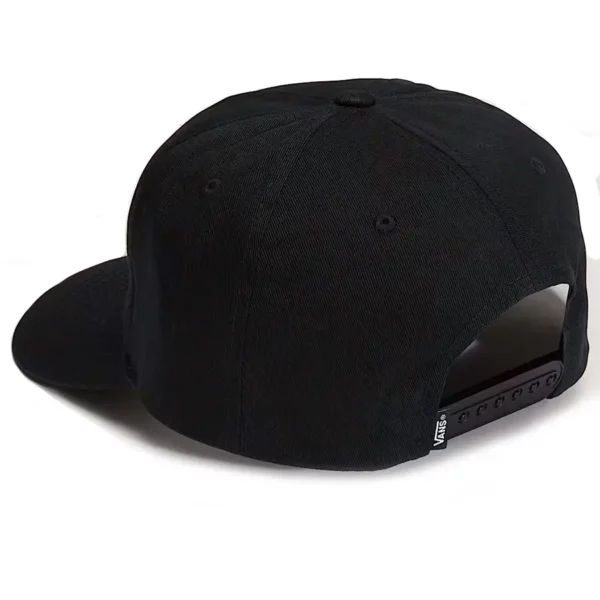 Vans Classic Script Snapback sapka – fekete, hímzett logóval és állítható snapback pánttal.