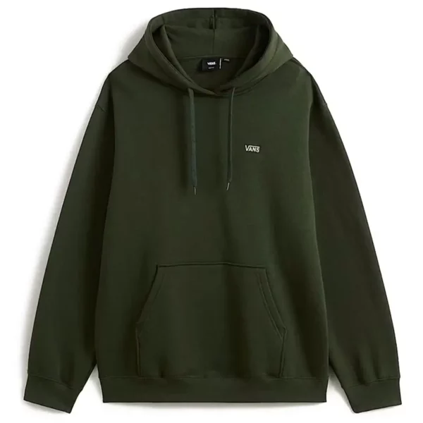 Vans Left Chest II Loose kapucnis pulóver dried kelp színben, laza szabással és hímzett logóval sötét zöld színben