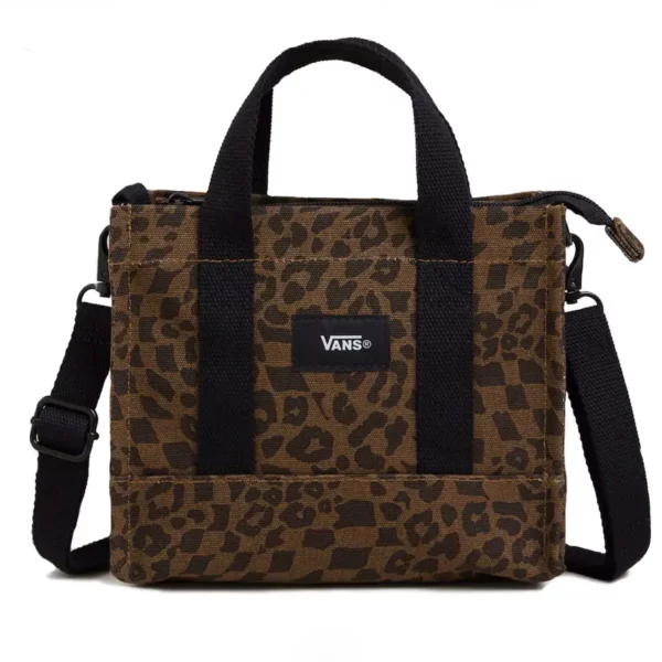 Vans Lil Pergs Tote kistáska – barna színben, kompakt, pamut válltáska cipzárral és állítható pánttal.