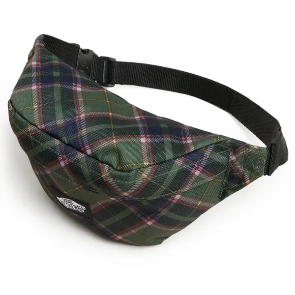 Vans Traveler Fanny Pack övtáska kockás mintával zöld színben. Retro stílusban, praktikus és kényelmes övtáska.