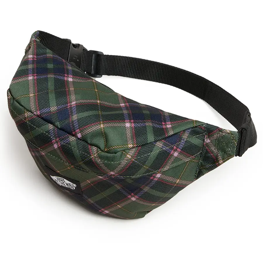Vans Traveler Fanny Pack övtáska kockás mintával zöld színben. Retro stílusban, praktikus és kényelmes övtáska.