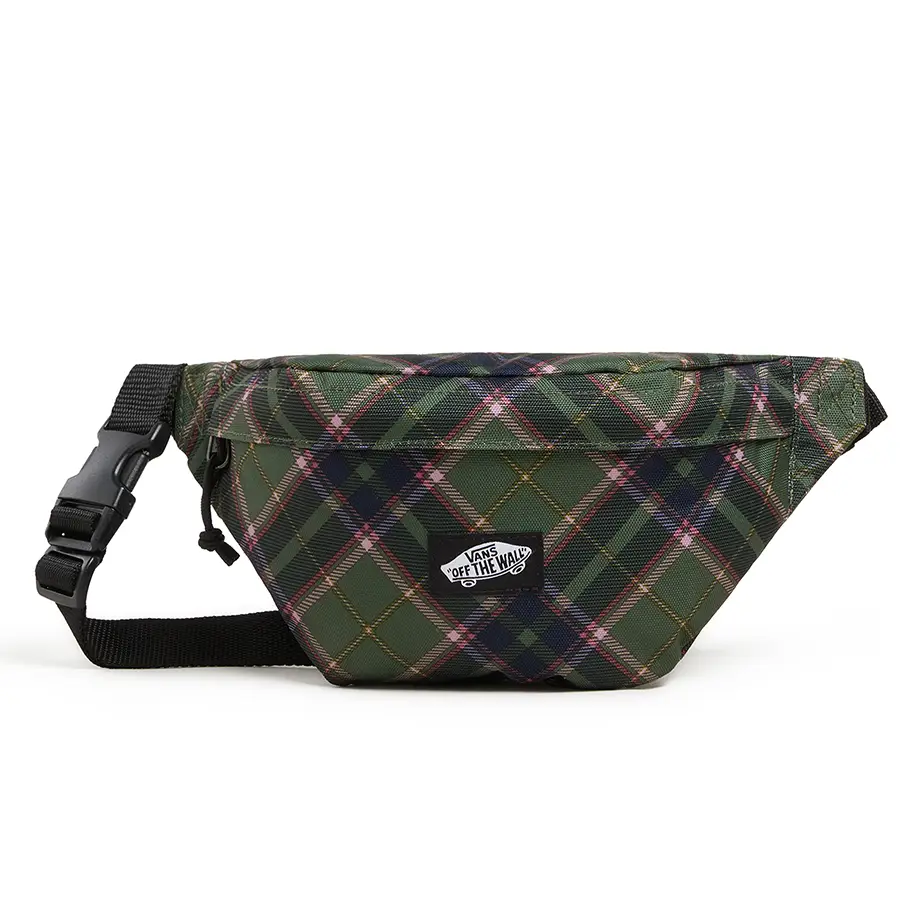 Vans Traveler Fanny Pack övtáska kockás mintával zöld színben. Retro stílusban, praktikus és kényelmes övtáska.