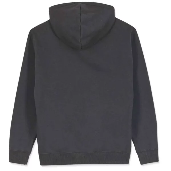 Volcom Single Stone Zip Fleece kapucnis pulóver – koptatott fekete, cipzáras, extra szitanyomott logóval és kenguruzsebbel.