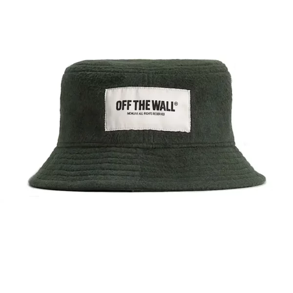 Vans Hildy Bucket kalap dried kelp sötét zöld színben, bolyhos textúrával és hímzett Vans logóval