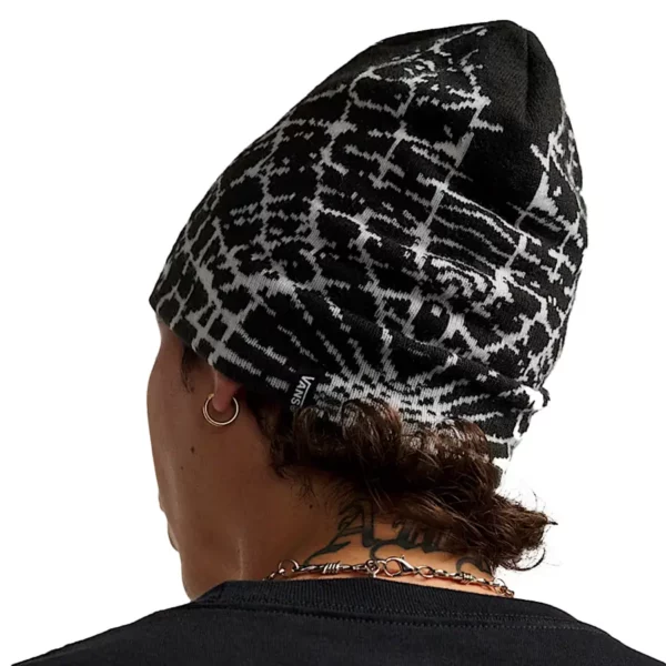 Vans Hovley beanie black- téli sapka fekete fehér pókhálós mintával