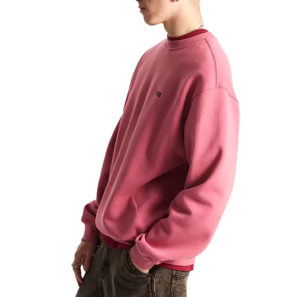 Vans Left Chest pulóver hosszú ujjú, kerek nyakú, hímzett logóval cíklámen színben