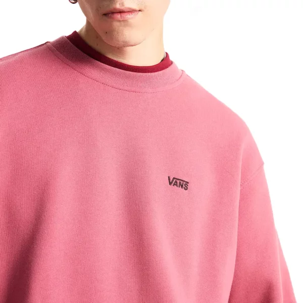 Vans Left Chest pulóver hosszú ujjú, kerek nyakú, hímzett logóval cíklámen színben
