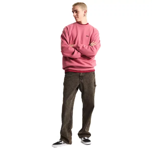 Vans Left Chest pulóver hosszú ujjú, kerek nyakú, hímzett logóval cíklámen színben