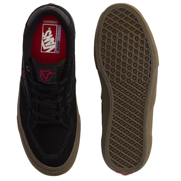 Vans Skate Rowan cipő black dark gum színben, velúr és bőr felsőrésszel, POPCUSH és DURACAP technológiával