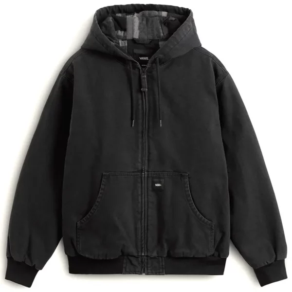 Vans Workwear Canvas kabát fekete színben, extra erős vászonból, bélelt kapucnival és cipzáras záródással