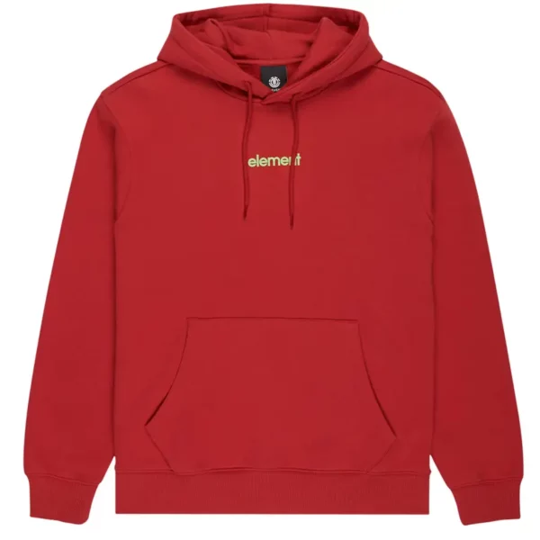 Element Lowcase Bp pulóver lava falls - piros színben, újrahasznosított anyagból, nagy element backprint nyomattal a hátán.