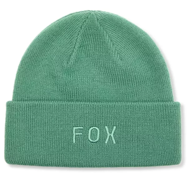 Fox Wordmark téli sapka pine green színben, 100% akril kötött anyagból.