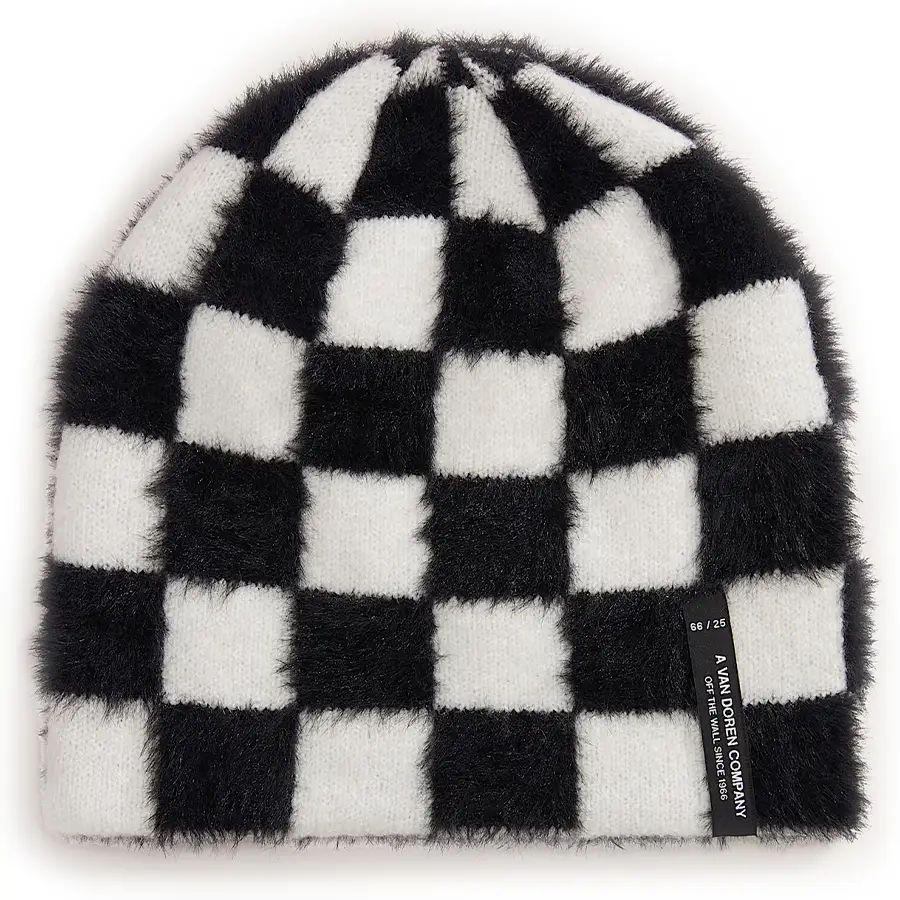 Vans Plaimor téli sapka black white színben, fekete fehér kockás mintával és szövött Vans logóval