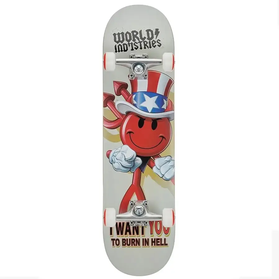 World Industries I Want You komplett gördeszka 8.25, 52 mm kerekekkel és ABEC–7 csapágyakkal.
