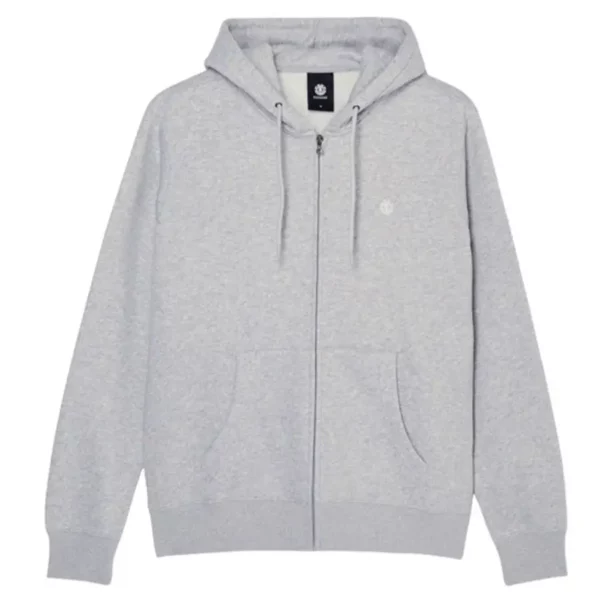Element Icon Embroidery zip kapucnis pulóver szürke színben, hímzett logóval